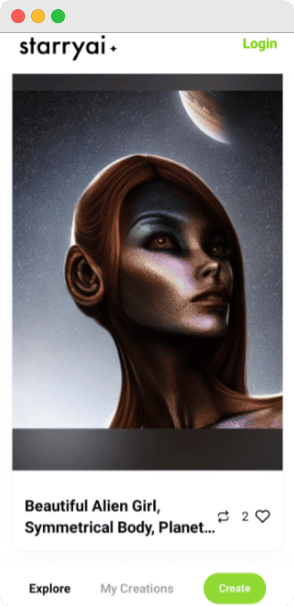Beautiful Alien Girl,
Symmetrical Body, Planet in the background 
AI-generated image